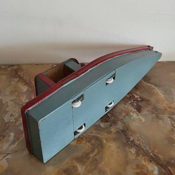 Handmade - Speelgoed boot Vintage vissersboot op wieltjes -