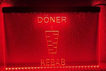 Doner kebab snackbar neon bord lamp LED verlichting reclame, Verzenden, Nieuw