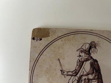 Tegel - Militaire tamboer / trommelslager - 1650-1700 -