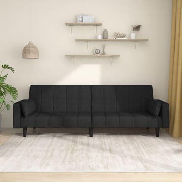 vidaXL Slaapbank / zetel 2-zits met 2 kussens stof zwart, Verzenden, Nieuw