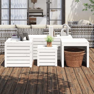 vidaXL 4-delige Tuinboxset massief grenenhout wit, Verzenden, Nieuw