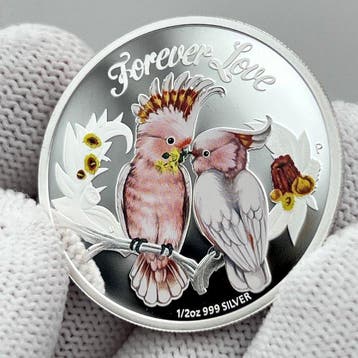 Tuvalu. 50 Cents 2014 – Forever Love: Cockatoos – 1/2 oz