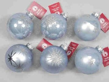 Kerstballen glas Artic Blue 12 stuks, Nieuw