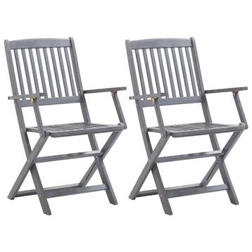 vidaXL Tuinstoelen inklapbaar 2 st massief acaciahout, Verzenden, Nieuw