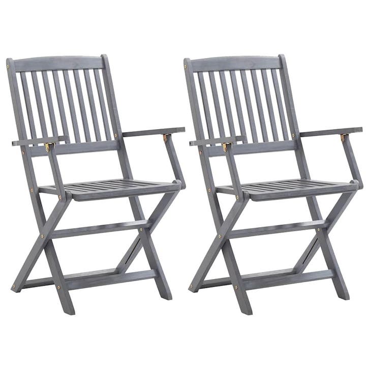 vidaXL Tuinstoelen inklapbaar 2 st massief acaciahout, Tuin en Terras, Tuinstoelen, Nieuw, Verzenden