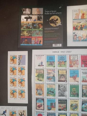 Tintin Hergé Moulinsart Ensemble de 6 Planches de Timbres
