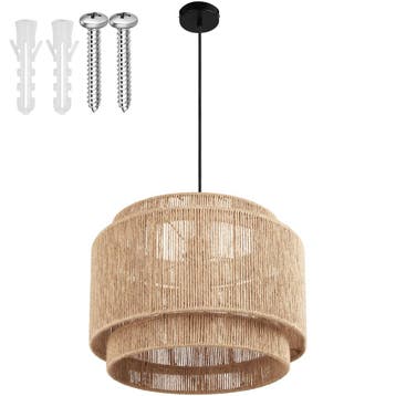 tectake Hanglamp Lignea Lux van jute in boho-stijl, 40W - na, Verzenden, Nieuw