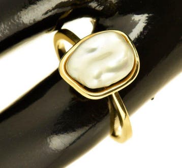 Ring - 18 karaat Geel goud Parel, Handtassen en Accessoires, Nieuw