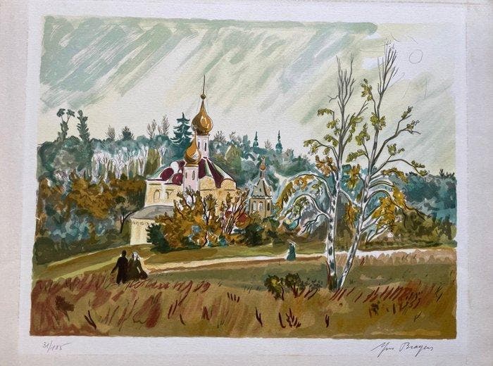 Yves Brayer (1907-1990) - Russie - Zagorsk paysage dautomne, Antiek en Kunst, Antiek | Overige Antiek