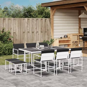 vidaXL 11-delige Tuinset met kussens textileen wit, Tuin en Terras, Verzenden, Nieuw, Tuinset