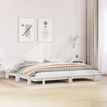 vidaXL Bedframe zonder matras massief grenenhout wit 160x200, Verzenden