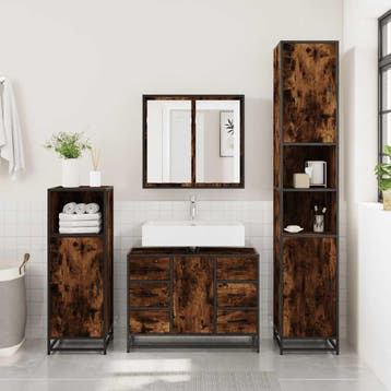 vidaXL Wastafelkast 80x33x60 cm bewerkt hout gerookt, Huis en Inrichting, Badkamer | Badkamermeubels, Verzenden, Nieuw