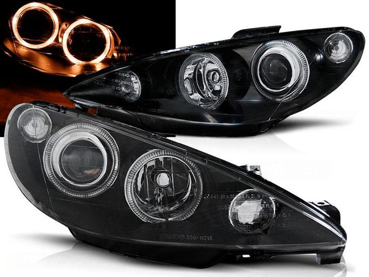 Koplampen Angel Eyes | geschikt voor Peugeot 206 2002-2009 |, Auto-onderdelen, Verlichting, Nieuw, Peugeot, Verzenden