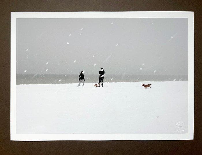 Andre Lichtenberg - Snow Storm with Dogs, Antiek en Kunst, Kunst | Designobjecten