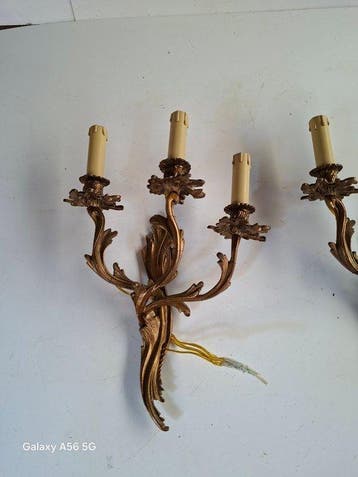 Wandkandelaar (2) - Legering - Paar rococo wandlampen