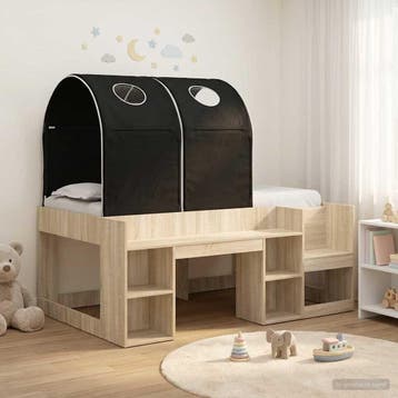 vidaXL Bed met Tunnel 3 st Sonoma Eiken en Zwart Bewerkt, Verzenden