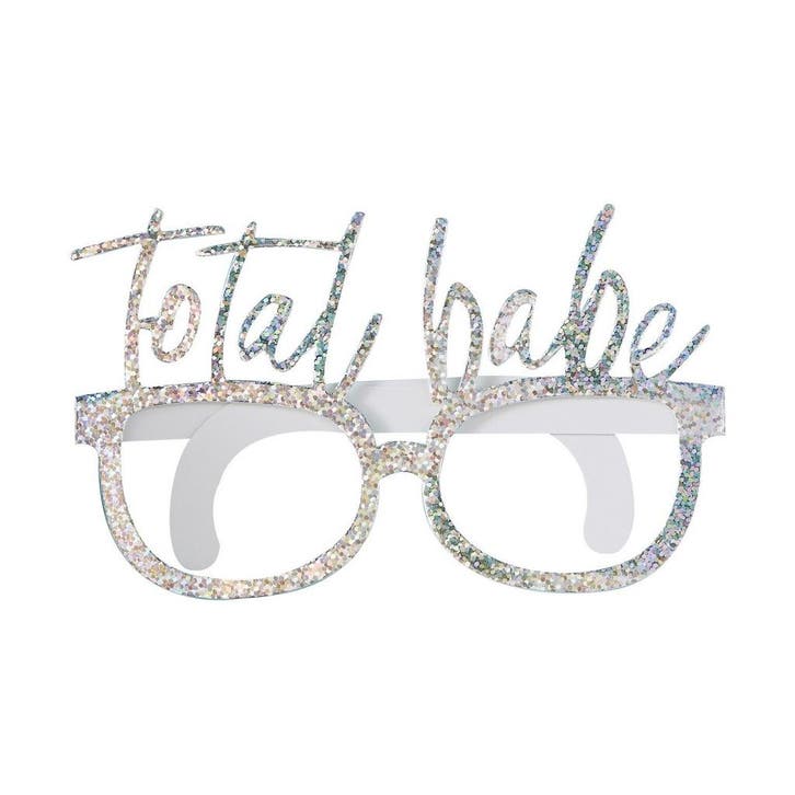 Zilveren Bril Total Babe Glitter 13cm 8st, Hobby en Vrije tijd, Feestartikelen, Nieuw, Verzenden