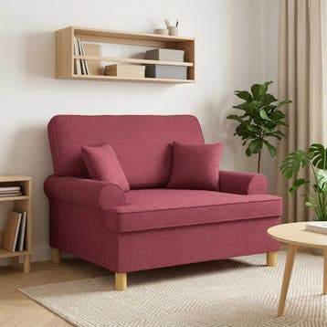 vidaXL Fauteuil met Kussens Wijnrood Stof, Verzenden
