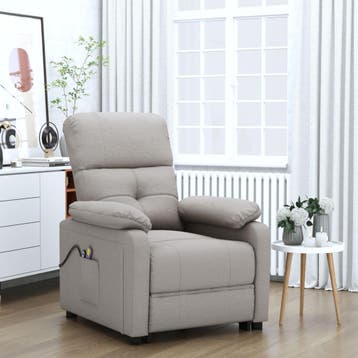 vidaXL Massagestoel elektrisch stof taupe, Verzenden