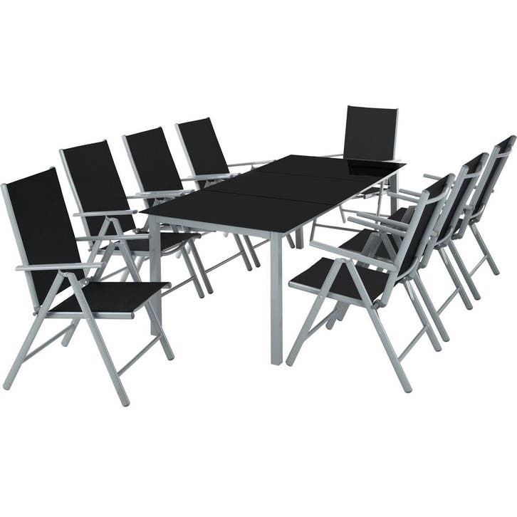 tectake Aluminium zitgroep 8+1 - zilver, Tuin en Terras, Tuinsets en Loungesets, Verzenden