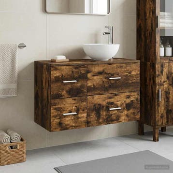 vidaXL Badkamermeubel Set 2 pcs Gerookt eiken Bewerkt hout, Verzenden, Nieuw