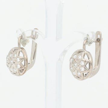 Boucles doreilles - 14 carats Or blanc Diamant (Naturelle)
