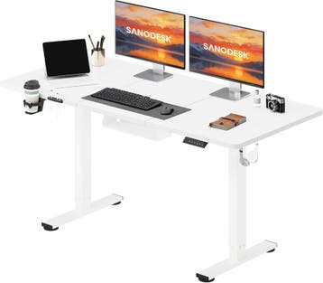 Zit sta bureau - Elektrisch - Verstelbaar - 140x60 cm - Wit, Verzenden, Nieuw