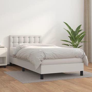 vidaXL Boxspring met matras kunstleer wit 90x200 cm, Verzenden, Nieuw