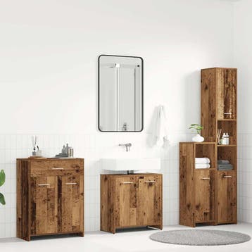vidaXL 4-delige Badkamermeubelset bewerkt hout oud, Verzenden