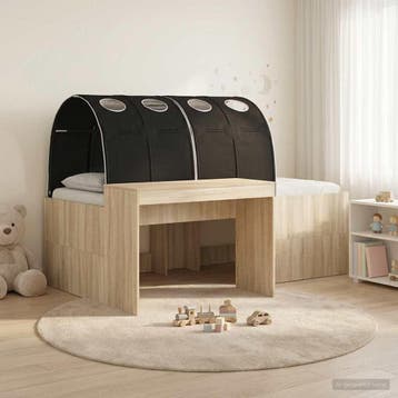 vidaXL Bedframe met tunnel 3 st Sonoma Eiken en Zwart, Verzenden