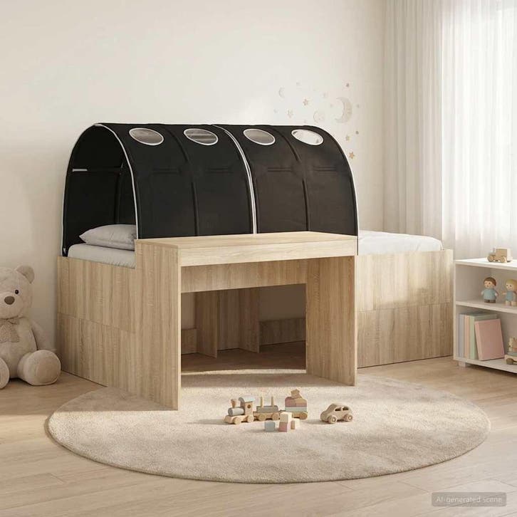 vidaXL Bedframe met tunnel 3 st Sonoma Eiken en Zwart, Maison & Meubles, Chambre à coucher | Lits, Envoi