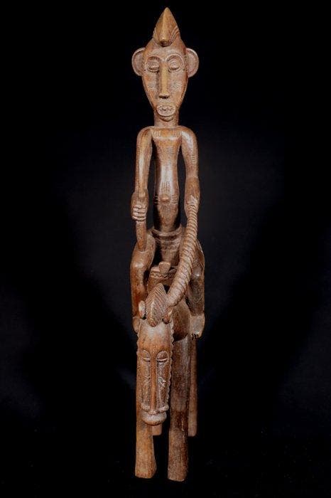 Figuur - Grote Senufo Syonfolo Paardrijder - 58 cm -, Antiquités & Art, Art | Art non-occidental