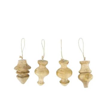 Kranshangers Mango Set van 4 houten Bobbins 6*10cm, Nieuw