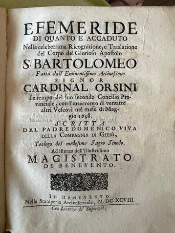 Sacro Corpo di San Bartolomeo Apostolo - Rarissimo Lotto