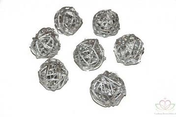Rattan Ballen Brunch Ball Zilver dia 4 cm ca. 14 stuks