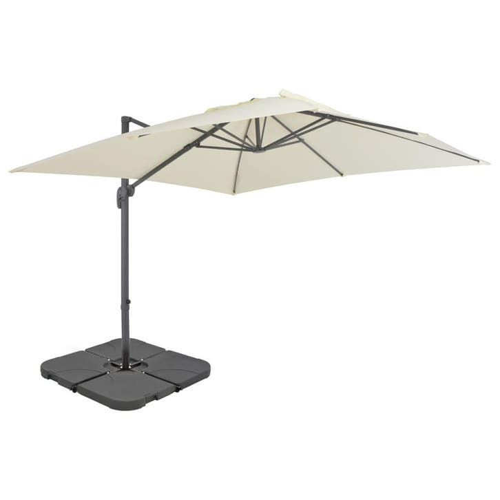 vidaXL Parasol met draagbare voet zandkleurig, Tuin en Terras, Parasols, Nieuw, Verzenden