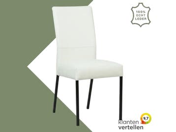 Leren eetkamerstoel Real - Toledo Bianco (gebroken wit) -, Huis en Inrichting, Stoelen, Wit, Nieuw, Ophalen of Verzenden, Eén