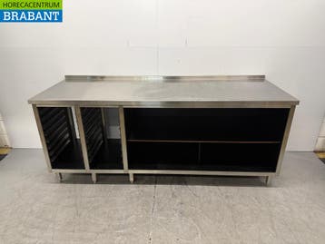 Table de travail en acier inoxydable avec étagère pour bacs, Articles professionnels, Verzenden
