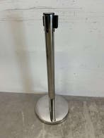 Afzetpaal Afzetband zilverkleurig met trekband 200 cm Horeca, Ophalen of Verzenden