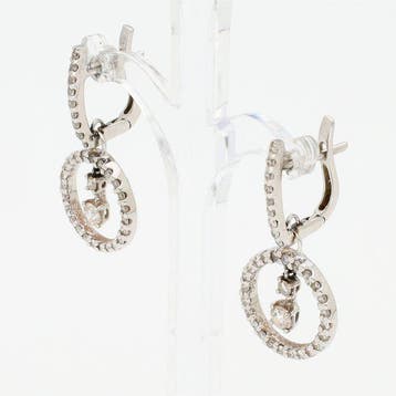 Boucles doreilles - 18 carats Or blanc Diamant (Naturelle), Handtassen en Accessoires, Oorbellen, Nieuw