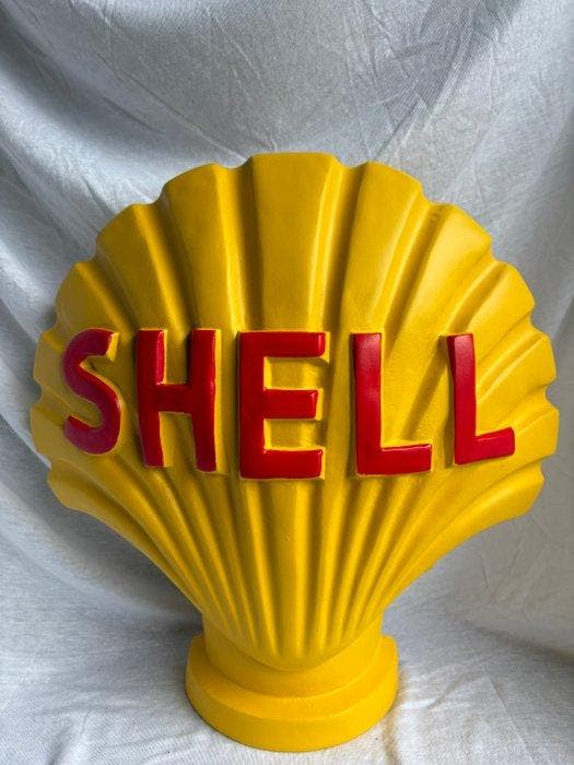 Shell Schelp Reclameobject – 3D Wanddecoratie – Geel/Rood –, Antiquités & Art, Antiquités | Assiettes décoratives & Carrelages