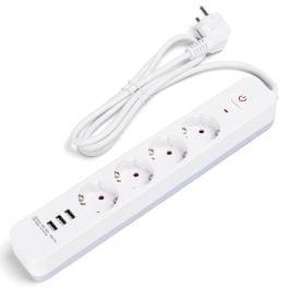 Stekkerdoos met USB – 4 Stopcontacten & 3 USB-A, Verlengsnoe, Verzenden, Nieuw
