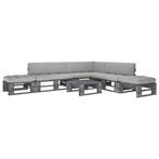 vidaXL 6-delige Loungeset pallet met kussens grijs, Verzenden, Loungeset