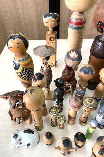 Japanse volkskunstcollectie incl. Kokeshi-poppen, gemengd