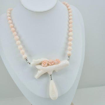 Corail - Argent - Collier - Collier rose en corail, Bijoux, Sacs & Beauté