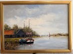 G. J. Ernens (1935-2020) - Vissersschepen aan de oever, Antiek en Kunst, Kunst | Schilderijen | Klassiek