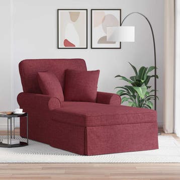 vidaXL Chaise Lounge met Rok 3 st Wijnrood Stof 91 x 157 x, Huis en Inrichting, Verzenden, Nieuw