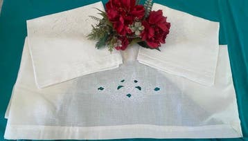 ricami e intagli - Drap de lit (3) - 280 cm - 240 cm - Drap, Antiquités & Art
