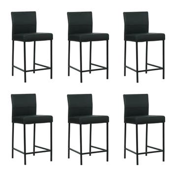 Set van 6 Leren barkruk Bright laag - Toledo Nero (zwart) -, Nieuw, Leer, Ophalen of Verzenden, 90 cm of meer