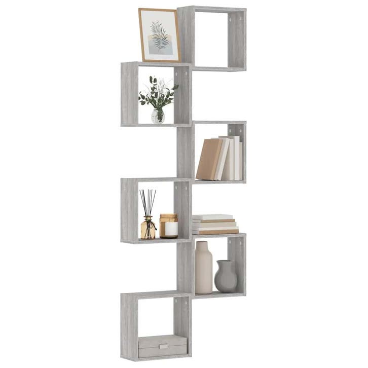 vidaXL Wandschappen kubus 6 st 30x15x30 cm grijs sonoma, Huis en Inrichting, Kasten | Wandmeubels, Nieuw, Verzenden